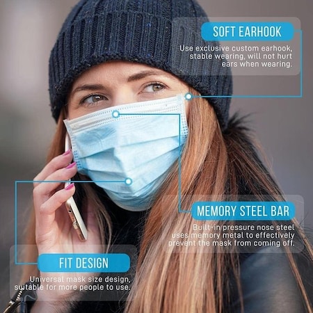 Serenelife Disposable Face Masks - 3 Layer, Breathable Face Masks, Dust Covering (Adult), PK 1000 SL3PLY1000
